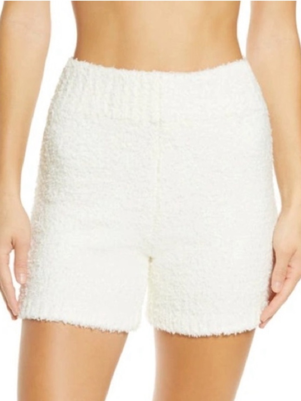 SKIMS Bouclé High-Waist Lounge Shorts in Ivory